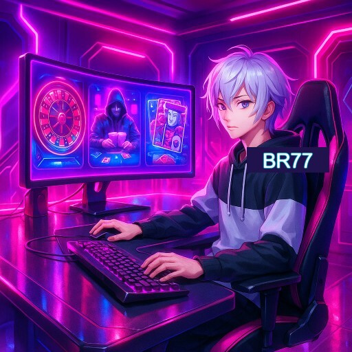 Imagem promocional do app oficial BR77 destacando a conveniência de jogar cassino online pelo celular ou navegador